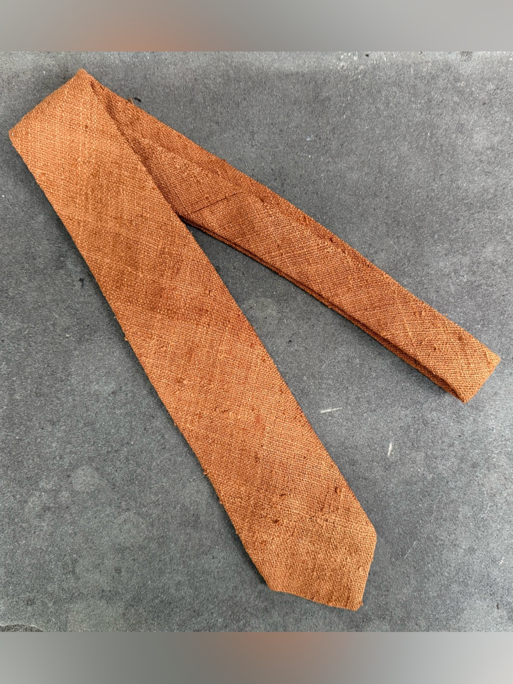 Vintage Brooks Brothers Makers Raw Silk Tie Rust Orange 60’s / 70’s
